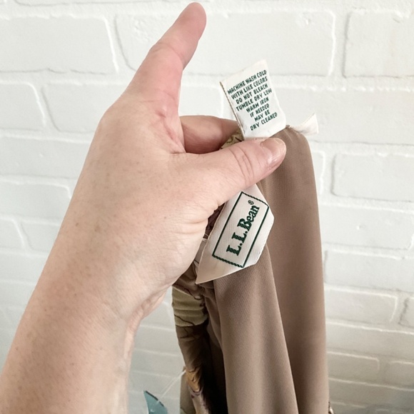 Vintage L.L. Bean Maxi Skirt Floral Print Tan Beige Ocre Lavender Cream Brown M - Picture 5 of 11